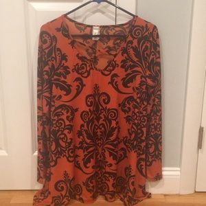 Orange and black flowy top